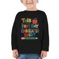 This Is My First Day Of Kindergarten Shirt Back To School Graphic Toddler Long Sleeve Tee