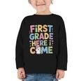 First Grade Here I Come Unicorn Back To School Graphic Toddler Long Sleeve Tee