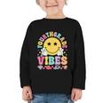 Fourth Grade Vibes Smile Face Back To School Boys Girls Kids Graphic Toddler Long Sleeve Tee