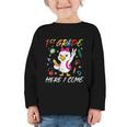 Girls Goose 1st Grade Here I Come Back To School Kids Graphic Toddler Long Sleeve Tee Girls Goose 1st Grade Here I Come Back To School Kids Graphic Toddler Long Sleeve Tee
