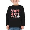 Happy Back To School 1st Day Toddler Girl Boho Coquette Bows Graphic Toddler Long Sleeve Tee Happy Back To School 1st Day Toddler Girl Boho Coquette Bows Graphic Toddler Long Sleeve Tee