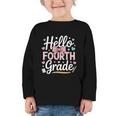 Hello Fourth Grade Back To School Girl Hearts Pink Bow Kids Graphic Toddler Long Sleeve Tee Hello Fourth Grade Back To School Girl Hearts Pink Bow Kids Graphic Toddler Long Sleeve Tee