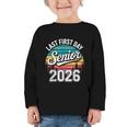 My Last First Day Senior 2026 Vintage Back To School Graphic Toddler Long Sleeve Tee My Last First Day Senior 2026 Vintage Back To School Graphic Toddler Long Sleeve Tee
