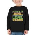Middle School Level Unlocked Gamer Back To School Graphic Toddler Long Sleeve Tee