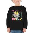 Pre-K Typography First Day Back To School Leopard Apple Graphic Toddler Long Sleeve Tee