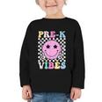 Pre-K Vibes Groovy Back To School PreK Preschool Girls Kids Graphic Toddler Long Sleeve Tee