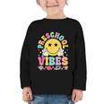 Preschool Vibes Smile Face Back To School Kinder Girls Kids Graphic Toddler Long Sleeve Tee Preschool Vibes Smile Face Back To School Kinder Girls Kids Graphic Toddler Long Sleeve Tee