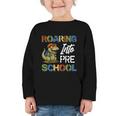 Roaring Into Preschool First Day Back To School Students Graphic Toddler Long Sleeve Tee