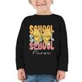 School Nurse Groovy Coquette Bow Cute Back To School Graphic Toddler Long Sleeve Tee School Nurse Groovy Coquette Bow Cute Back To School Graphic Toddler Long Sleeve Tee