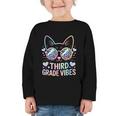 Third 3rd Grade Vibes Back To School Cute Cat Cute For Girls Graphic Toddler Long Sleeve Tee Third 3rd Grade Vibes Back To School Cute Cat Cute For Girls Graphic Toddler Long Sleeve Tee