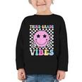 Third Grade Vibes Groovy Back To School 3rd Grade Girls Kids Graphic Toddler Long Sleeve Tee