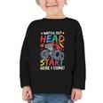 Watch Out HeadStart Here I Come Monster Truck Back To School Graphic Toddler Long Sleeve Tee Watch Out HeadStart Here I Come Monster Truck Back To School Graphic Toddler Long Sleeve Tee