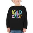 Wildcats School Spirit Groovy Back To School Girls Graphic Toddler Long Sleeve Tee Wildcats School Spirit Groovy Back To School Girls Graphic Toddler Long Sleeve Tee