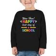 Woo-Hoo Happy Last Day Of School Fun Back To School Graphic Toddler Long Sleeve Tee Woo-Hoo Happy Last Day Of School Fun Back To School Graphic Toddler Long Sleeve Tee