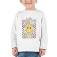 1st Grade Team Back To School Hello First Grade Smile Face Graphic Toddler Long Sleeve Tee 1st Grade Team Back To School Hello First Grade Smile Face Graphic Toddler Long Sleeve Tee