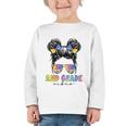 2nd Grade Vibes Messy Hair Bun Girl Back To School First Day Graphic Toddler Long Sleeve Tee