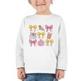 Apple Coquette Bow Books First Day Of School Back To School Graphic Toddler Long Sleeve Tee