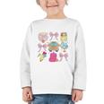 Back To School Coquette School Bus Pencil Graphic Toddler Long Sleeve Tee