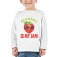 Back To School Reading Is My Jam School Librarian Premium Tri-Blend Graphic Toddler Long Sleeve Tee