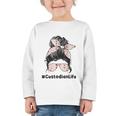 Custodian Life Messy Bun Hair Glasses Leopard Back To School Graphic Toddler Long Sleeve Tee Custodian Life Messy Bun Hair Glasses Leopard Back To School Graphic Toddler Long Sleeve Tee