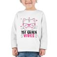 Cute 1st Grade Vibes Cat Kitten Lover Back To School Girls Graphic Toddler Long Sleeve Tee