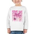 First Day Of School Girls Coquette Bow Back To School Performance Graphic Toddler Long Sleeve Tee First Day Of School Girls Coquette Bow Back To School Performance Graphic Toddler Long Sleeve Tee