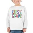 First Grade Back To School Happy First Day Of School Graphic Toddler Long Sleeve Tee