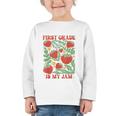 First Grade Is My Jam Boho Floral Strawberry Back To School Graphic Toddler Long Sleeve Tee First Grade Is My Jam Boho Floral Strawberry Back To School Graphic Toddler Long Sleeve Tee