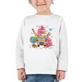 Girls Cute Pink Bows Coquette Aesthetic Back To School Graphic Toddler Long Sleeve Tee