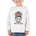 Hello 4th Grade Messy Bun Girls Back To School First Day Graphic Toddler Long Sleeve Tee Hello 4th Grade Messy Bun Girls Back To School First Day Graphic Toddler Long Sleeve Tee