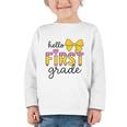 Hello First Grade For Girls Boys Cute Back To School Pencil Graphic Toddler Long Sleeve Tee Hello First Grade For Girls Boys Cute Back To School Pencil Graphic Toddler Long Sleeve Tee