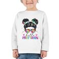Hello First Grade Shirt Messy Bun Tie Dye Back To School Graphic Toddler Long Sleeve Tee