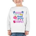 Kids Back To School Here I Come Kindergarten Girls TK Grad Graphic Toddler Long Sleeve Tee