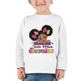 Little Miss Kindergarten Afro Puff Girl Back To School Graphic Toddler Long Sleeve Tee