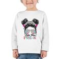 Little Miss Pre-K Girls Back To School Messy Bun Performance Graphic Toddler Long Sleeve Tee