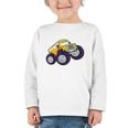 Monster Truck School Bus Yellow Back To School Kids Toddler Graphic Toddler Long Sleeve Tee