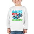 Racing Into Kindergarten Race Car Driver Back To School Performance Graphic Toddler Long Sleeve Tee Racing Into Kindergarten Race Car Driver Back To School Performance Graphic Toddler Long Sleeve Tee