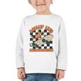 Rolling Into Kindergarten Retro Groovy Back To School Kids Graphic Toddler Long Sleeve Tee Rolling Into Kindergarten Retro Groovy Back To School Kids Graphic Toddler Long Sleeve Tee