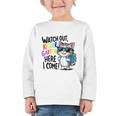 Watch Out Kindergarten Here I Come Cute Cat Back To School Graphic Toddler Long Sleeve Tee
