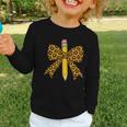 Bow Pencil Leopard First Day Of School Back To School Graphic Toddler Long Sleeve Tee