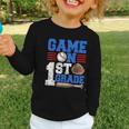Game On First Grade Boy Baseball Back To School Graphic Toddler Long Sleeve Tee