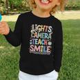 Lights Camera Teach Smile Back To School Awesome Learners Graphic Toddler Long Sleeve Tee