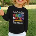 Watch Out Kindergarten Here I Come Back To School Kids Graphic Toddler Long Sleeve Tee Watch Out Kindergarten Here I Come Back To School Kids Graphic Toddler Long Sleeve Tee