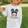 2nd Grade Vibes Messy Hair Bun Girl Back To School First Day Graphic Toddler Long Sleeve Tee