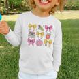 Apple Coquette Bow Books First Day Of School Back To School Graphic Toddler Long Sleeve Tee