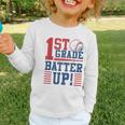 Baseball 1st Grade Back To School 1st Grade Batter Up Graphic Toddler Long Sleeve Tee