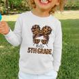 Hello 5th Grade Messy Hair Bun Girl Back To School First Day Graphic Toddler Long Sleeve Tee