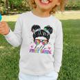 Hello First Grade Shirt Messy Bun Tie Dye Back To School Graphic Toddler Long Sleeve Tee