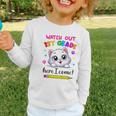 Kids Watch Out 1st Grade Here I Come Girls Cat Back To School Graphic Toddler Long Sleeve Tee