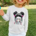 Little Miss Pre-K Girls Back To School Messy Bun Performance Graphic Toddler Long Sleeve Tee